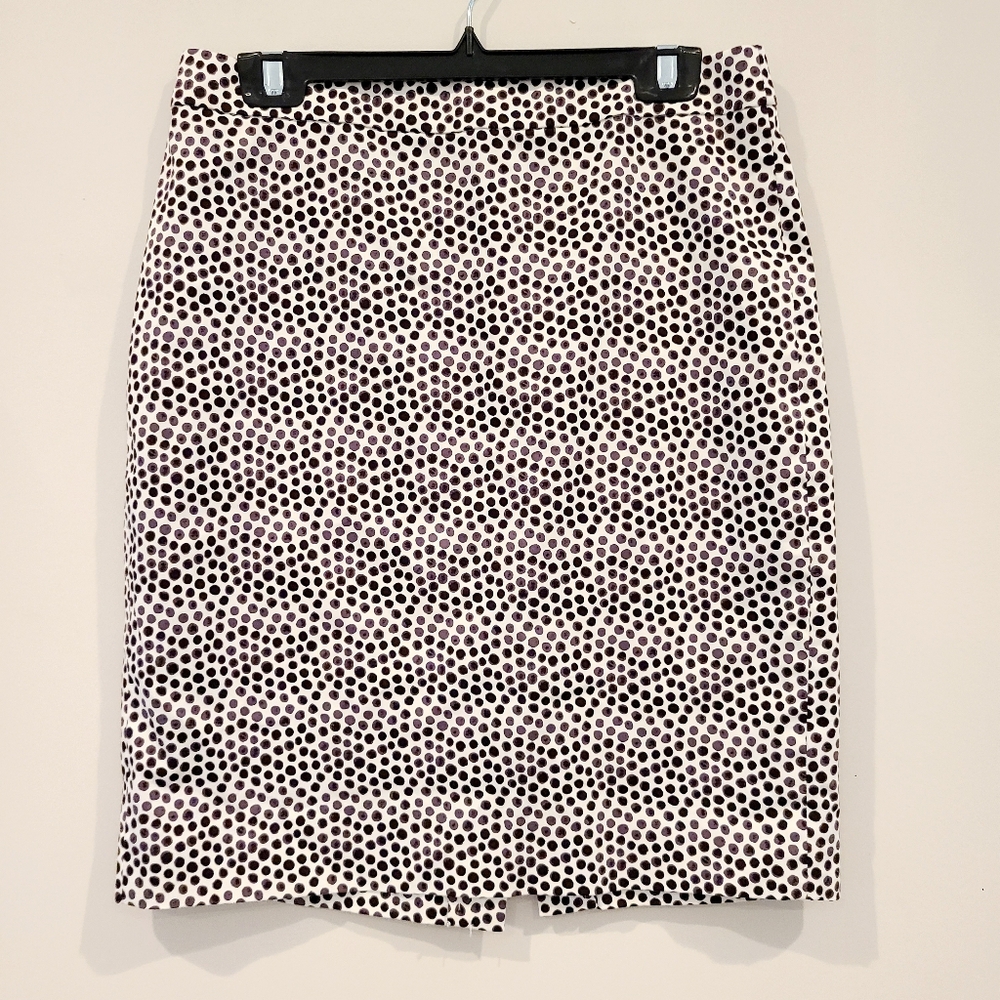 J.crew Factory The Pencil Skirt In Black And White Dot Print